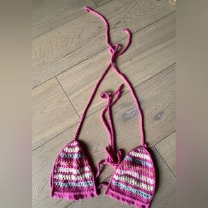 Lovers + Friends Multicolor Crochet Bikini Top
